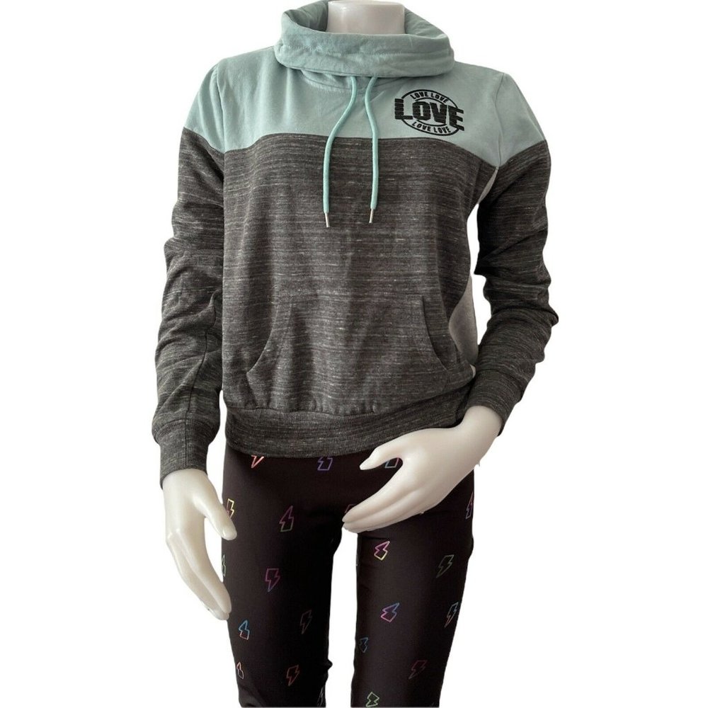 Women’s Sweatshirt Size M Inspired Hearts-long sleeve cowl Neck Grey